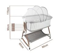 Lit Bébé 90x60x50 -115 cm,Lit Bébé Cododo Hauteur et inclinaison réglables,Berceau Cododoavec matelas,Lit de Voyage Enfants