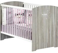 Lit Bébé à Barreaux 120 x 60 cm, Babyprice Smile, Chêne Silex, Blanc