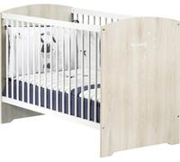 Lit Bébé à Barreaux 120 x 60 cm, Babyprice Smile, Hêtre Cendré et Blanc