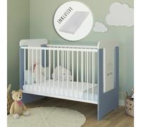 Lit bébé à barreaux avec matelas & gravure Petit Prince 60x120 réglable en hauteur | barreaux amovibles blanc garçon Europe