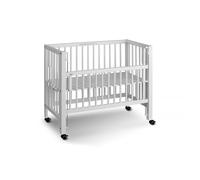 Lit bébé à barreaux cododo Maxi Boxspring en hêtre massif blanc 50x90 cm
