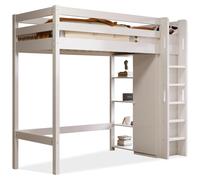 Lit bébé à barreaux, dimensions 90x200, armoire, 6 étagères, robuste, facile à assembler, sans matelas (blanc)