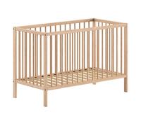 Vipack Lit bébé Dino 60 x 120 cm à barreaux, hauteur réglable, hêtre massif laqué naturel
