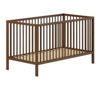 VIPACK - Lit bébé/enfant DINO 70 x 140 cm, sommier à lattes réglable en hauteur, hêtre massif couleur noyer