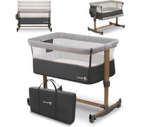 Lit bébé avec balancelle et réglage de la hauteur sur 5 niveaux, matelas incliné, pour bébés, pliable, gris
