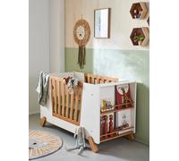 Lit bébé avec barrière amovible + rangement bibliothèque LIGNE PIROUETTE blanc TU