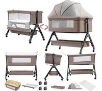 Lit bébé avec commode - Table de chevet pour enfant - Meuble de soins pour bébé à domicile - Inclut une table à langer - 100 x 60 cm - Couleur kaki