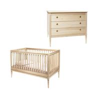 Lit bébé avec matelas et commode en bois Natural Gustavienne