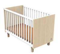 Lit Bébé Avec Pieds Décor Chêne Velours Et Balustres Blancs - Nature Marron 60X120