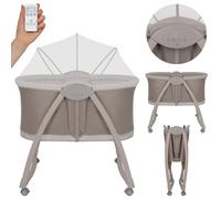 Lit Bébé Berceau 2en1 Gaya Pliable Avec 4 Roues Et Moustiquaire Beige Latte TU