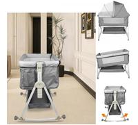 Lit Bébé Berceau Cododo - XUANYU - pour Bébé 0-36 Mois - Hauteur Réglable Lit Cododo - Avec Table à Langer + Matelas - Gris