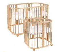 Lit bébé – Berceau – Lit d'enfant – Lit pour tout-petits – Lit évolutif – 7 en 1, transformable – Fabriqué en hêtre de haute qualité avec matelas naturel