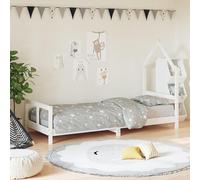 Lit bébé blanc, dimensions 80x200 cm, en bois massif de pin. Lit-cabane avec une faible hauteur d'entrée, sommier à lattes pour une bonne ventilation, adapté aux enfants à partir de 4 ans, à monter da