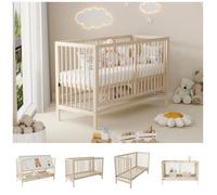 Lit bébé bois multifonction transformable lit cododo chevalet peinture bureau réglable hauteur épicéa naturel 140x60x90 sans matelas