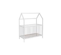 Lit bébé cabane évolutif en bois massif blanc 60x120