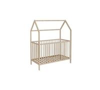 Lit bébé cabane évolutif en bois massif naturel 60x120