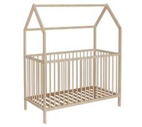 Lit bébé cabane évolutif en bois massif naturel 60x120 - Bois clair - Baby Fox
