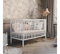 Lit bébé classique blanc 60x120 cm, 3 barreaux amovibles, 3 hauteurs de sommier | sans matelas |