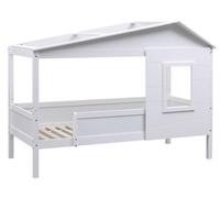 Lit bébé CLP Tessa en bois de pin, avec toit et fenêtre | Couleur : blanc