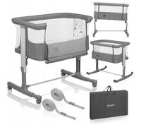 Lionelo Aurora 3in1 - lit d'enfant, berceau, lit autonome - avec matelas, avec nacelle, hauteur réglable en continu - jusqu'à 9 kg - gris