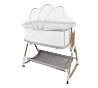 Lit Bébé Cododo avec Matelas et Moustiquaire - 6 Hauteur Réglable - Inclinaison - 90x60x90-115 cm - Gris+Or - LVHCMFOHM