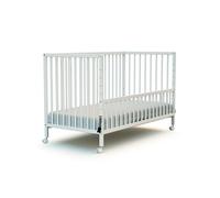 WEBABY - Lit bébé cododo en bois avec roulettes 60x120 cm LIO Blanc | Bois massif | Dès la naissance | Réglable en hauteur | Lit à barreau cododo | Sommier à lattes