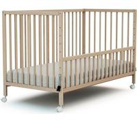 Lit Bébé Cododo WEBABY LIO, 60 x 120 cm, Hêtre Brut, Sommier Réglable, Roulettes