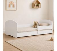 Lit bébé collectif, lit pour adolescents 160x80 cm, blanc | avec barrière de sécurité et sommier à lattes | pour filles et garçons de 2 à 10 ans