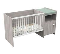 Lit Bébé Combiné, 120x60cm, Evolutif 90x190cm, Babyprice Up, Chêne Silex, Avec Commode à Langer 1 Porte