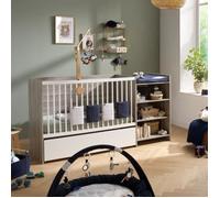 BABY PRICE UP Lit combiné 120x60 cm - Transformable en 90x190 - Avec étagères -Reproduction chêne silex