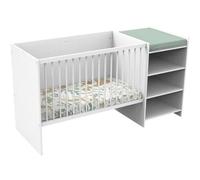 Lit Bébé Combiné Evolutif Babyprice First, 120x60 cm Transformable en 90x190 cm, Bois Blanc