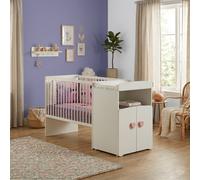 Lit Bébé Combiné Évolutif - Basic Blanc/rose 60X120