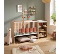 Lit Bébé Combiné Évolutif En Décor Bois Avec Commode À Langer Étagère - Up Marron 60X120