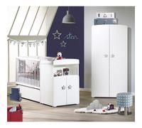 Lit bébé combiné évolutif New Basic Boutons étoile gris (60 x 120 cm)