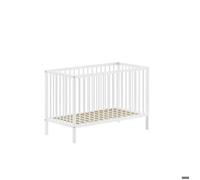 Vipack Lit bébé JAXX - DINO 60x120 cm hauteur réglable sommier à lattes hêtre massif laqué blanc