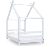 Lit bébé en bois massif de pin, blanc, dimensions 80 x 160 cm, lit-cabane avec sommier à lattes, barre de sécurité, adapté pour un matelas, transformable en maisonnette pour jouer dans la chambre d'en