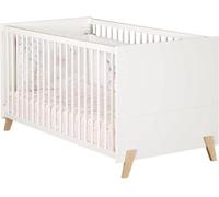 Lit Bébé Evolutif 140x70 cm, Style Scandinave, Naturel et Blanc, Transformable en Lit Enfant