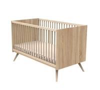 Sauthon - Lit bébé évolutif Seventies - en bois marron - 70 x 140 cm