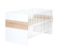 Roba Lit Bébé Évolutif Lion Réglable Sur 3 Hauteurs - 70 X 140 Cm - Convertible En Lit Junior - Blanc / Décor Bois Blanc