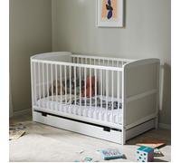 Lit bébé évolutif 4en1 - Lit à barreaux réglable en hauteur - Lit simple enfant - Barrière de lit - Sommier et tiroir inclus - Blanc