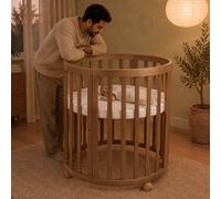 Waldin Lit de bébé OWAL Lit d'enfant 7en1 avec matelas, lit évolutif pour enfants,Sans set de tissu,bois vintage
