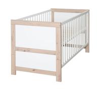 Lit Bébé Évolutif 70 x 140 cm Malo - ROBA - Convertible en Lit Junior - avec Sommier à Hauteur Réglable - Blanc - Chêne