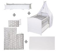 roba set de lit complet 'Little Stars', blanc, 79x153cm incl. literie, ciel de lit, nid, matelas