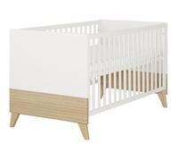 Lit Bébé Évolutif 'theo' 70 X 140 Cm ? Hauteur Réglable ? Convertible ? Blanc / Chêne Blanc - Chêne 70X140