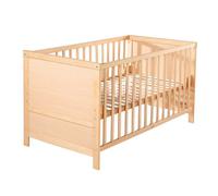 Lit Bébé Évolutif 70x140 - ROBA - Réglable en Hauteur - 3 Barreaux Amovibles - Coins de Transformation Inclus - Bois Naturel