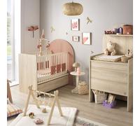 Lit bébé évolutif 120x60 en 90x190 - décor bois chêne sépia forme arche