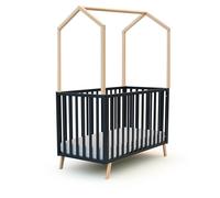 AT4 - Lit bébé évolutif en bois KASA Hêtre Verni 60 x 120 cm| 125,5 x 64 x 81,5 cm | Sommier à lattes réglable 3 hauteurs
