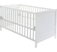 Roba Lit bébé évolutif convertible 70x140 – réglable en hauteur, 3 barreaux amovibles – blanc