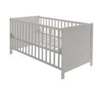 Roba Lit bébé évolutif 70x140 – Hauteur réglable, 3 barreaux amovibles, coins inclus – Bois gris
