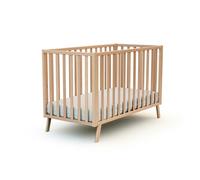 AT4 - Lit bébé évolutif en bois KASA Hêtre Verni 60 x 120 cm| 125,5 x 64 x 81,5 cm | Sommier à lattes réglable 3 hauteurs